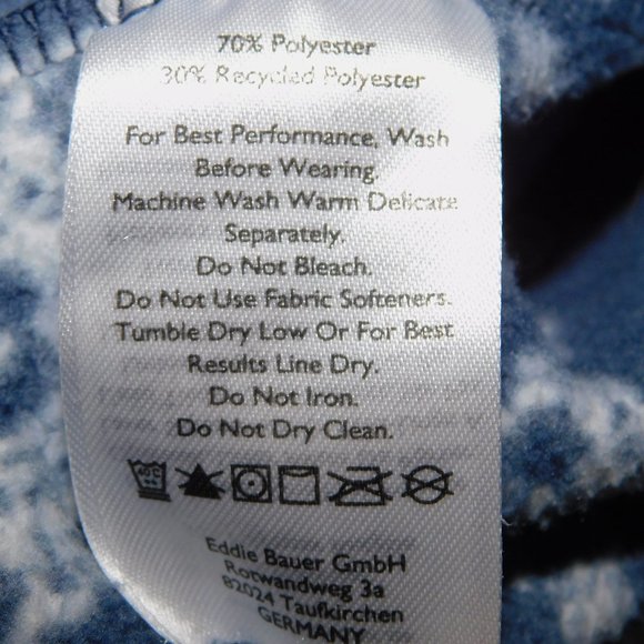 Eddie Bauer PL Petite LP Large Quest 1/4 Zip Pullover Blue White Print Fleece - Picture 4 of 7